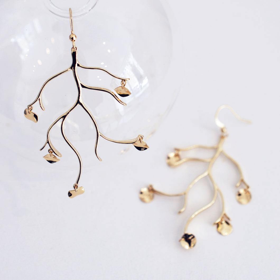 Branch Earrings in Gold Finish