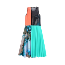 Load image into Gallery viewer, Printed Pleats Silk Dress