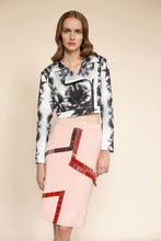 Load image into Gallery viewer, Printed Jersey Biker Jacket