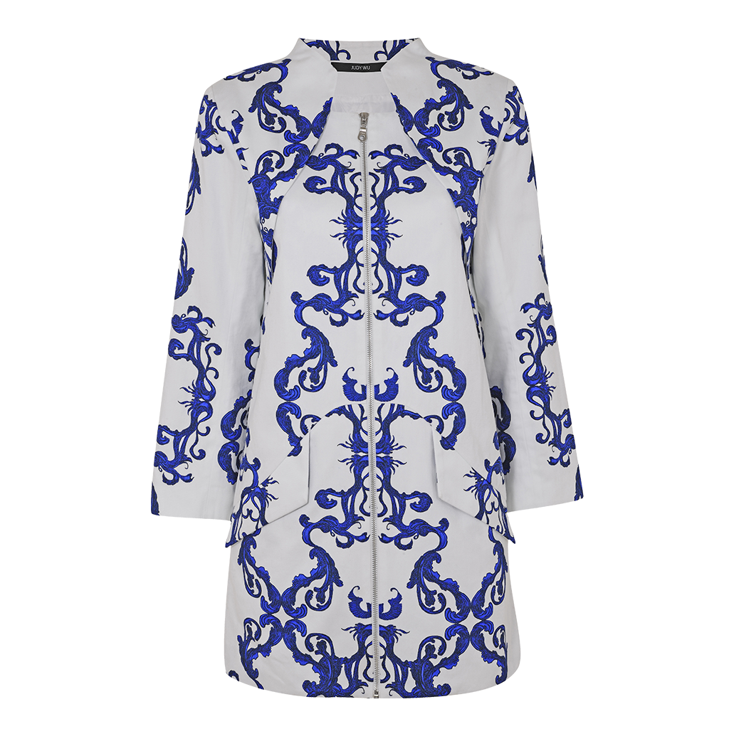 Blue White Porcelain Coat Dress