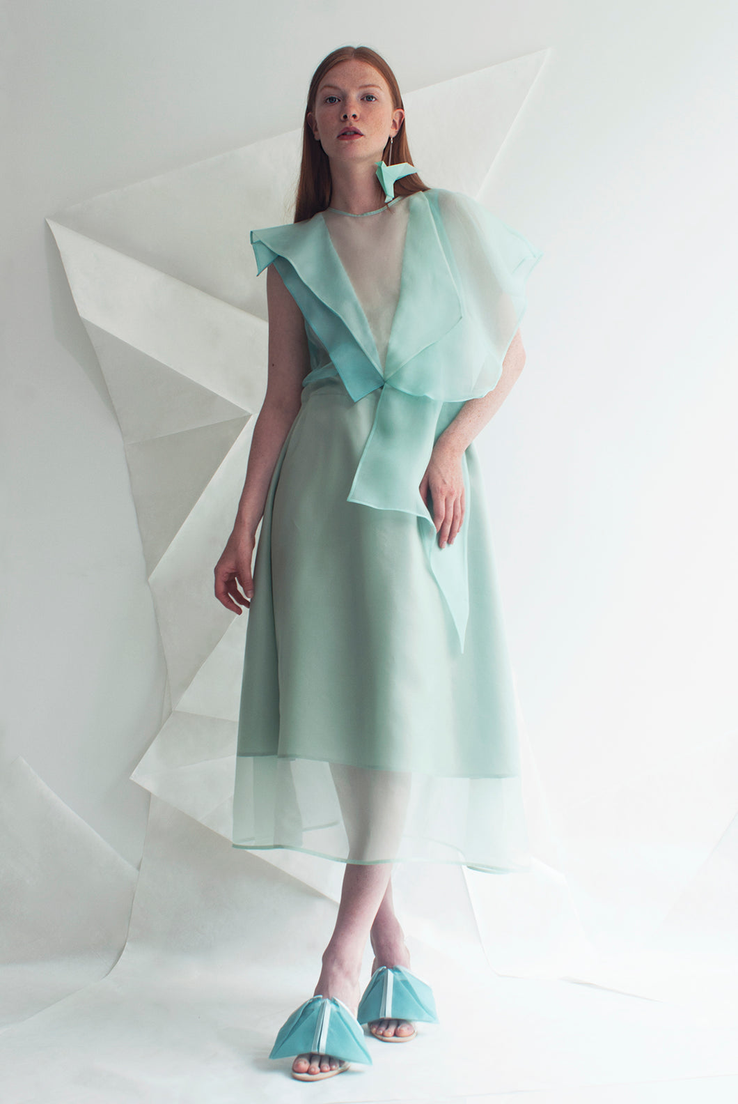 Origami Bird Silk Organza Dress