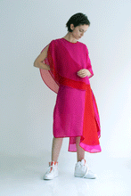 Load image into Gallery viewer, model wearing silk dress
