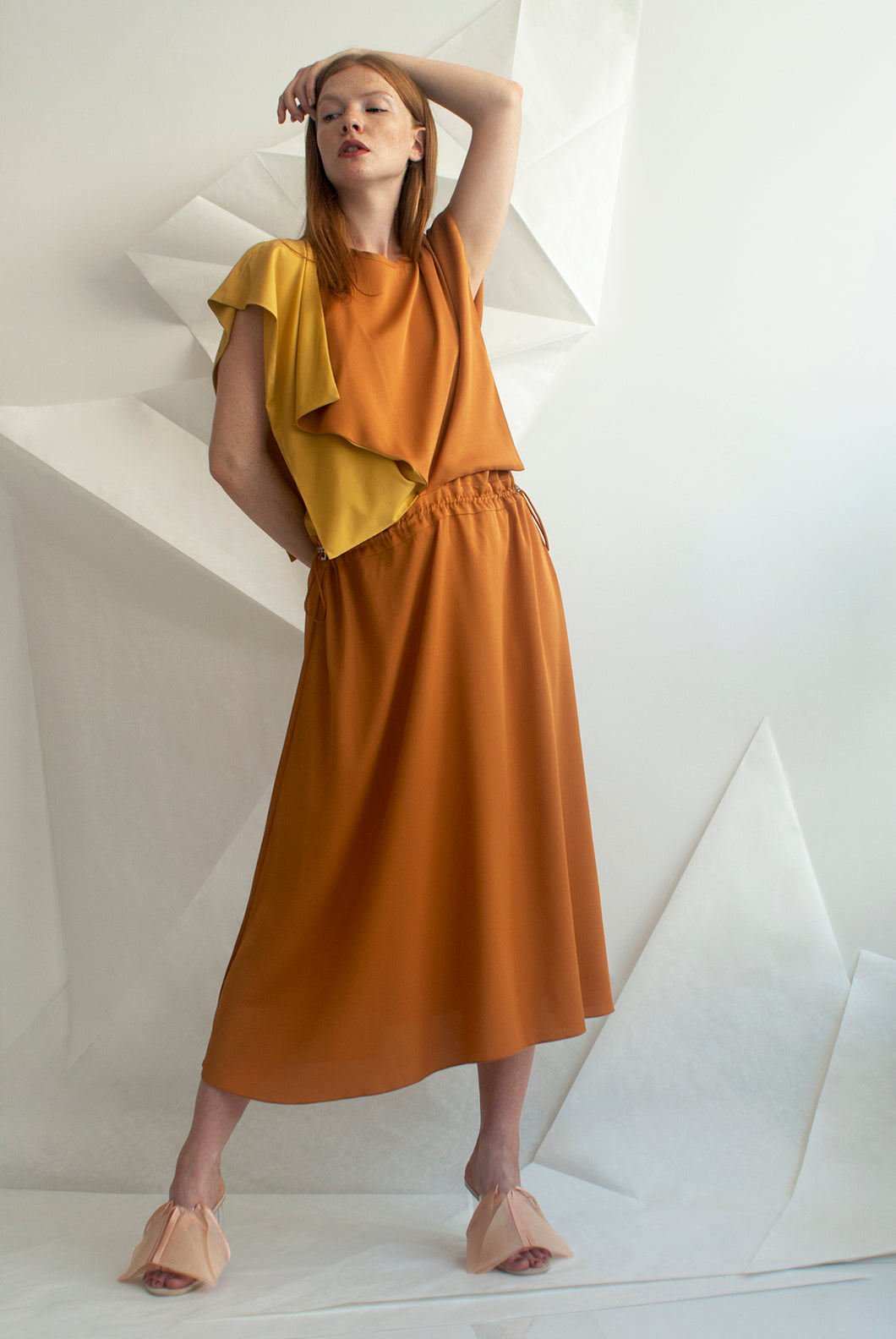Two-tone Crepe Wing Dress