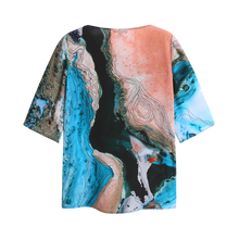 Load image into Gallery viewer, water print silk top back view
