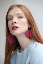 Load image into Gallery viewer, Asymmetric Leather-Brass Earrings
