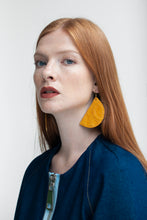 Load image into Gallery viewer, Asymmetric Leather-Brass Earrings
